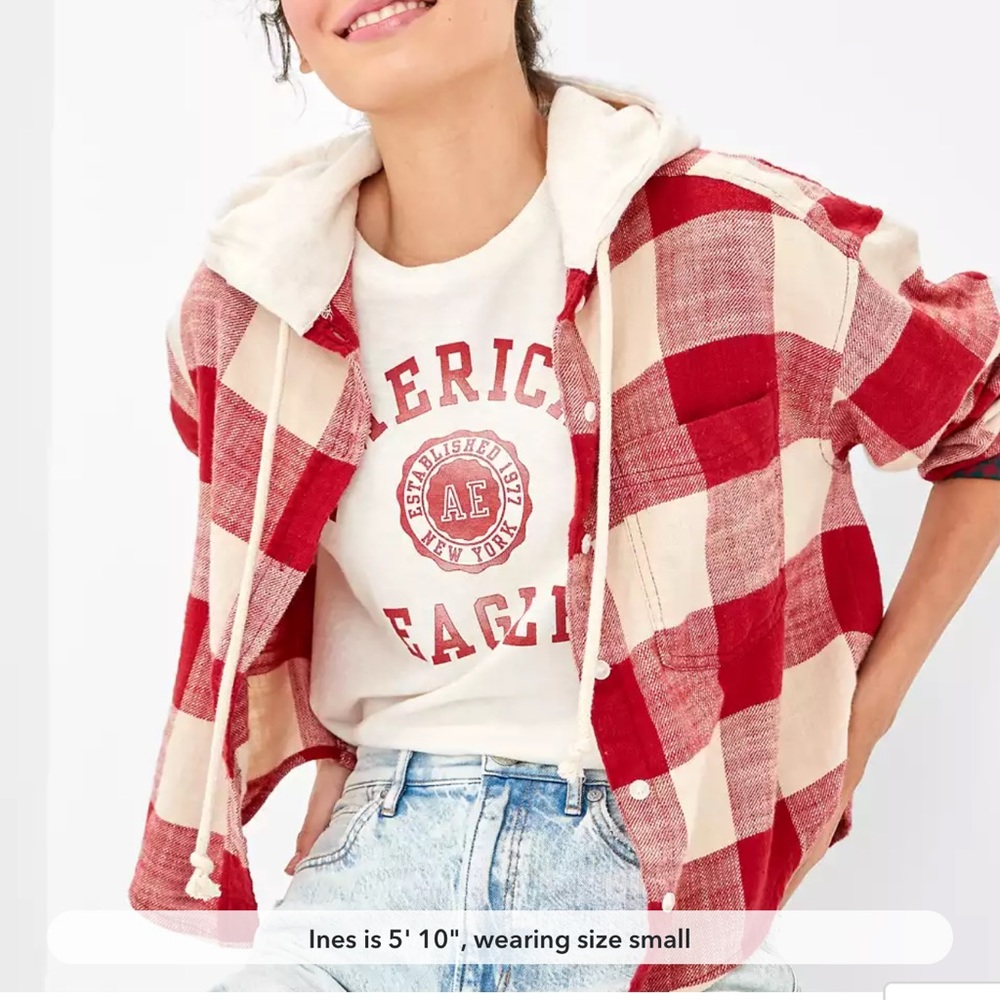 American Eagle Flannel Hoodie (Never Worn)